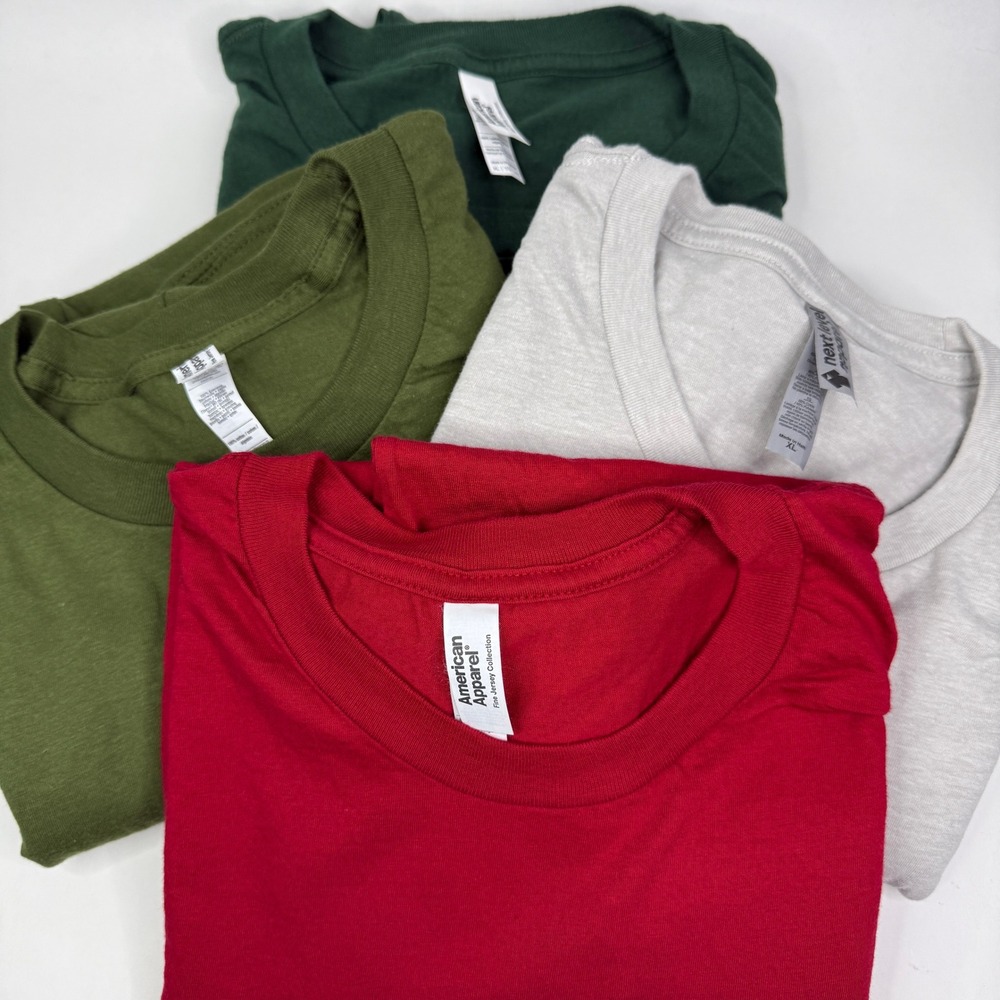 American Apparel Next Level T-Shirt Bundle Mens XL 4 Pack Green Red Tan
